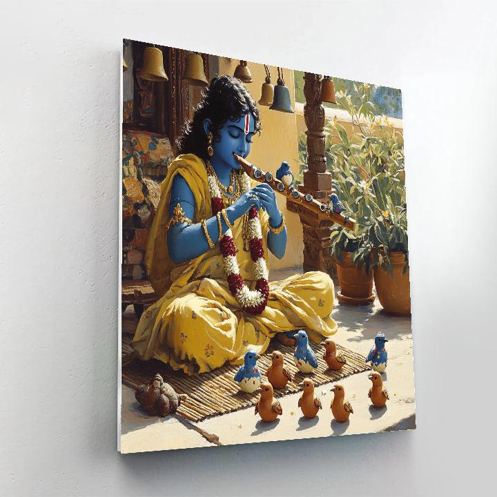 Krishna Making Music With Clay Birds Painting by numbers kit