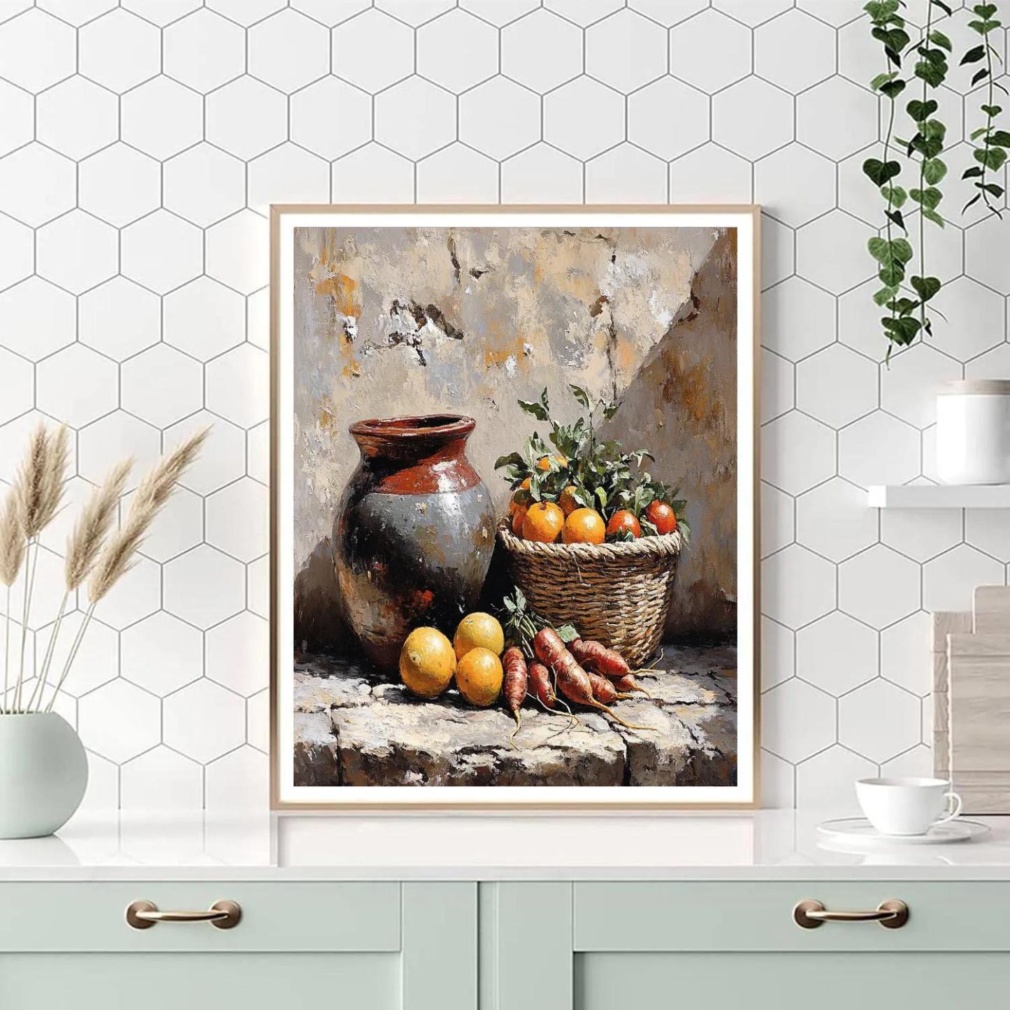 Diego Velázquez Inspired Market Still Life In Misty Courtyard Air Paint by numbers art