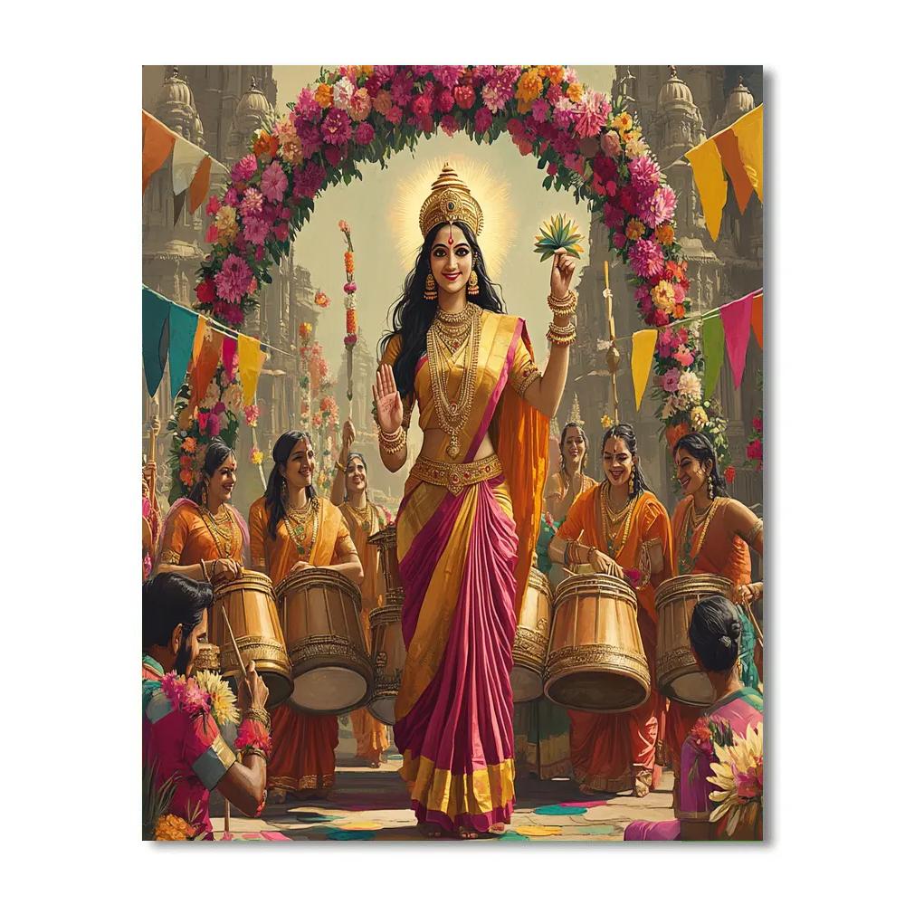 Festival Drummers With Parvati Blessing Arch DIY paint by numbers