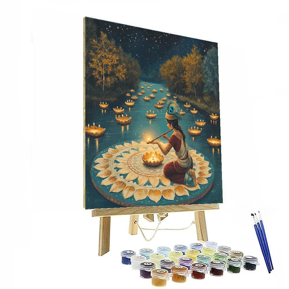 Krishna And The Floating Lamp Mandala Painting by numbers kit