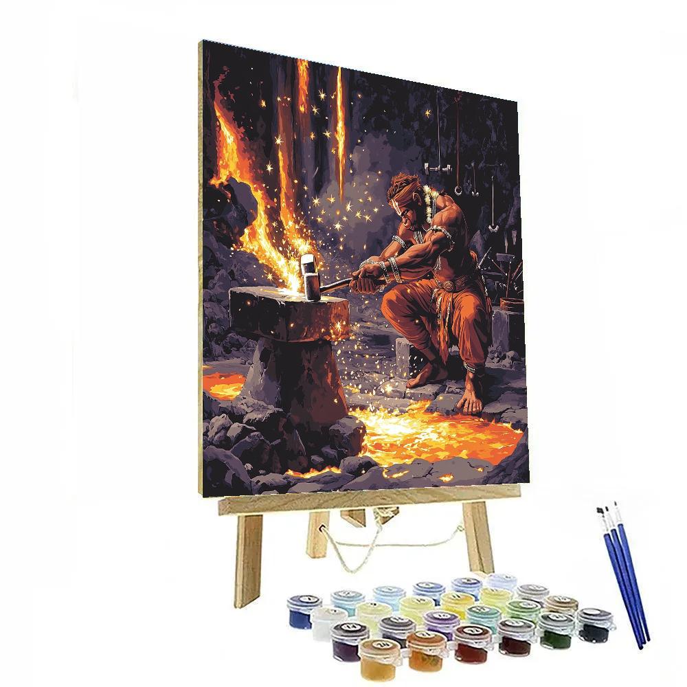 Hanuman Gada Forging In Volcano Workshop DIY paint by numbers