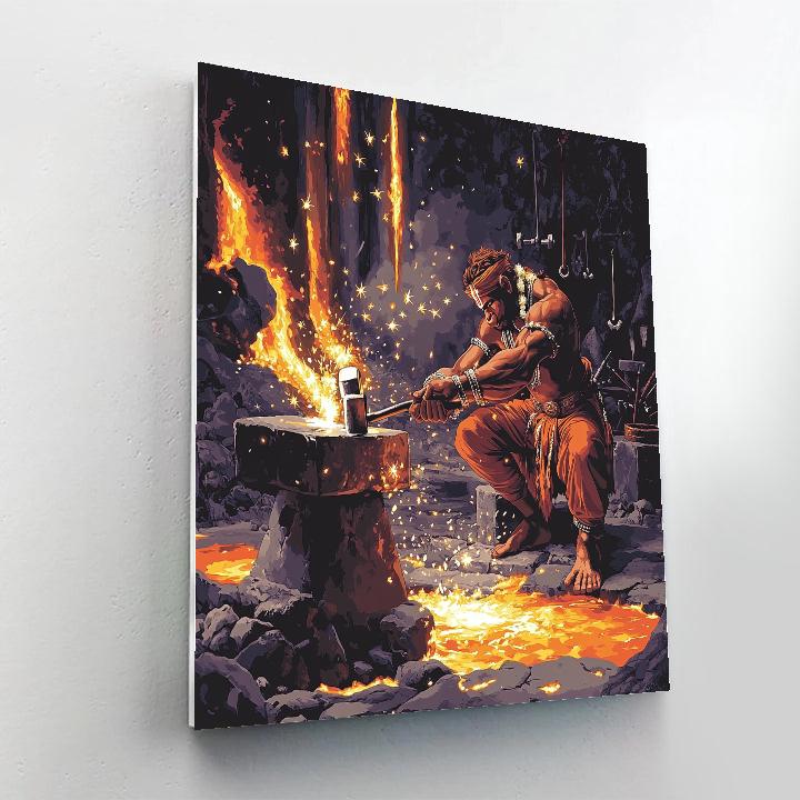 Hanuman Gada Forging In Volcano Workshop DIY paint by numbers