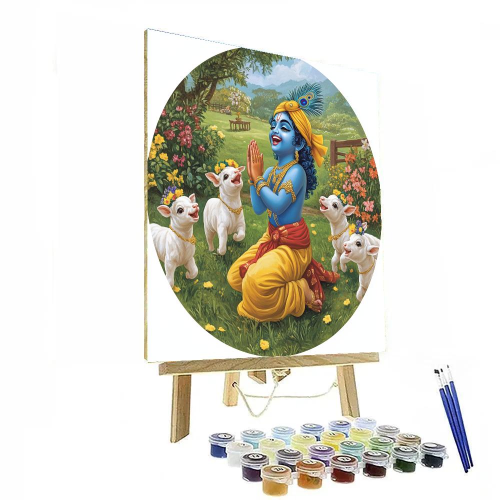 Krishna Teaching Calves To Dance paint by numbers