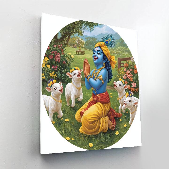 Krishna Teaching Calves To Dance paint by numbers