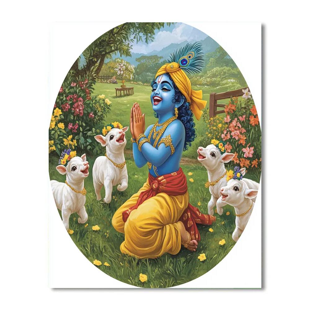 Krishna Teaching Calves To Dance paint by numbers