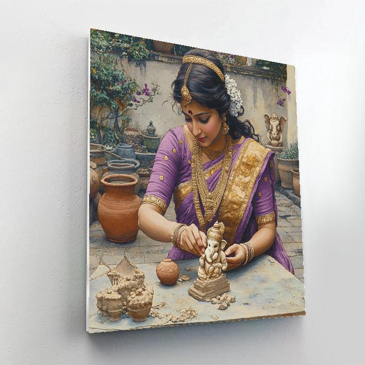 Parvati Artisan Of Clay Ganesha Idol Number painting