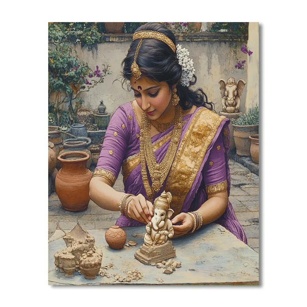 Parvati Artisan Of Clay Ganesha Idol Number painting