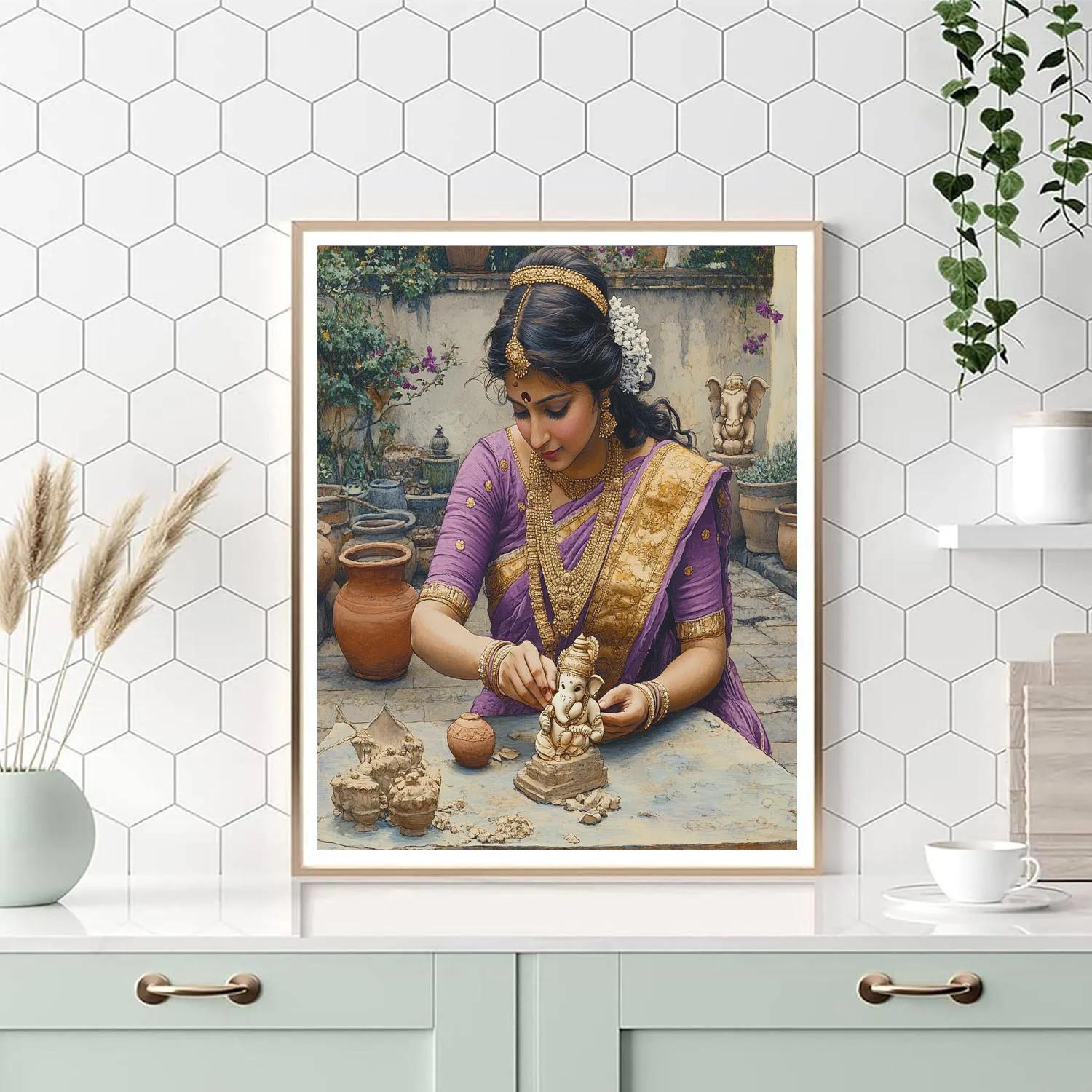 Parvati Artisan Of Clay Ganesha Idol Number painting