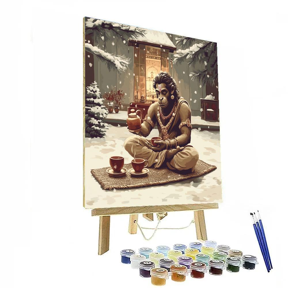 Winter Tea Ceremony With Hanuman Calm paint by numbers