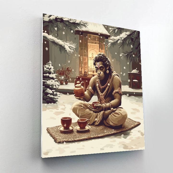 Winter Tea Ceremony With Hanuman Calm paint by numbers