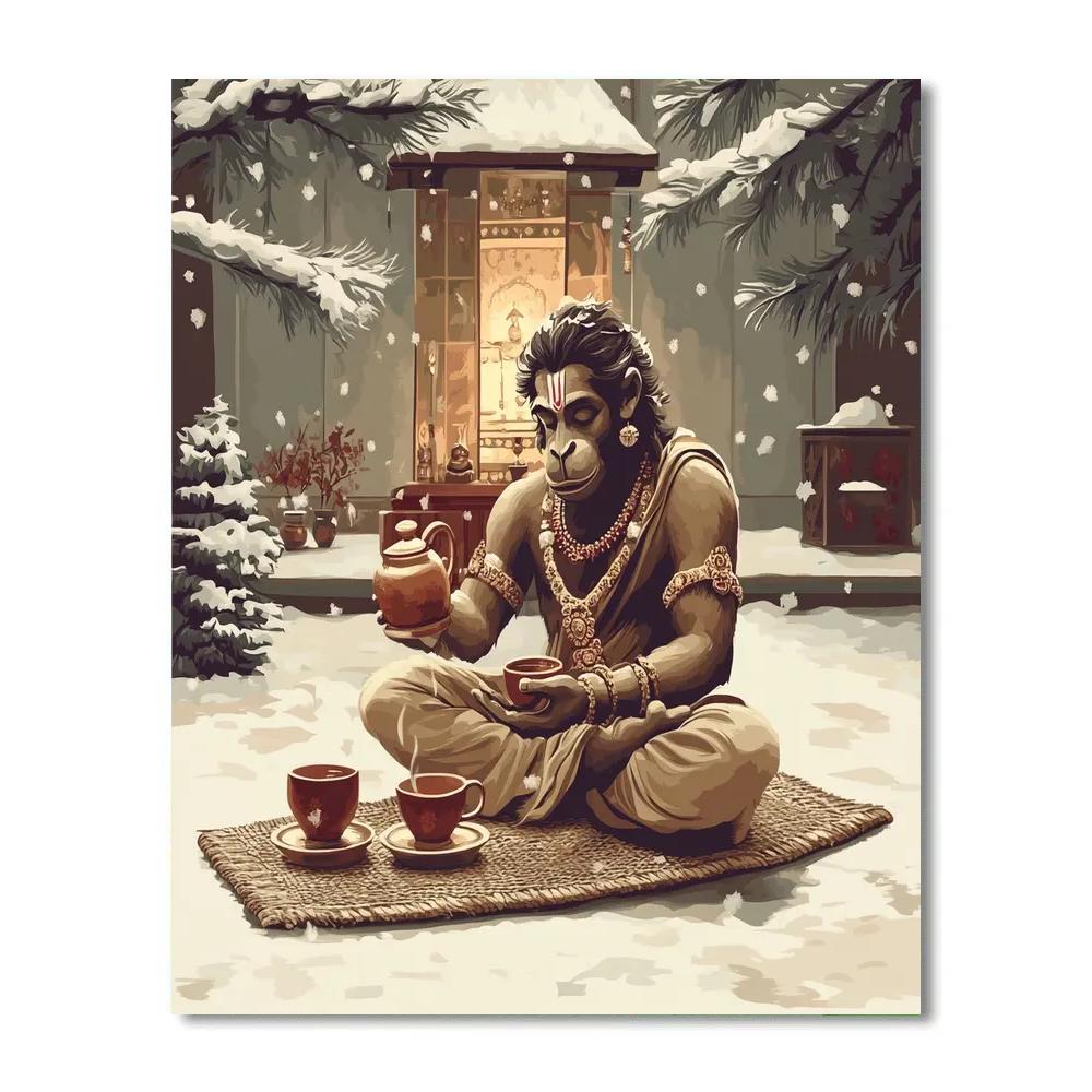 Winter Tea Ceremony With Hanuman Calm paint by numbers
