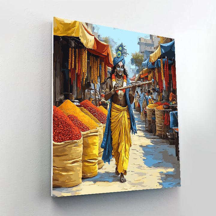 Krishna At The Spice Market Melody Paint by numbers art