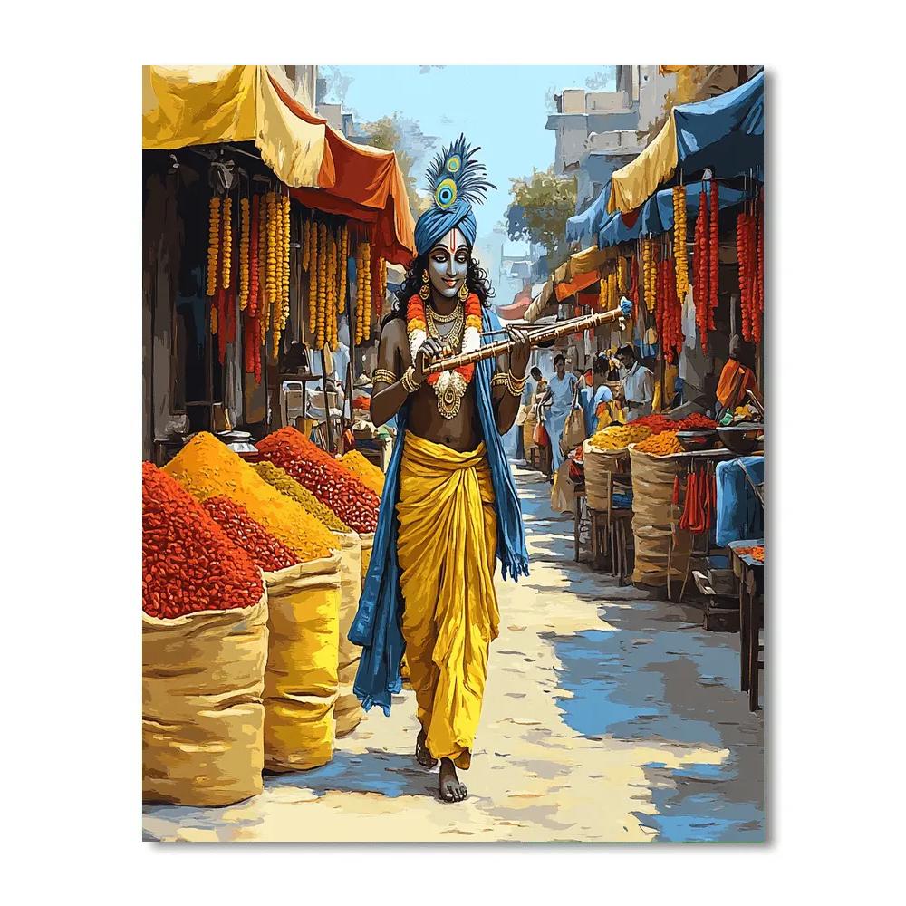 Krishna At The Spice Market Melody Paint by numbers art