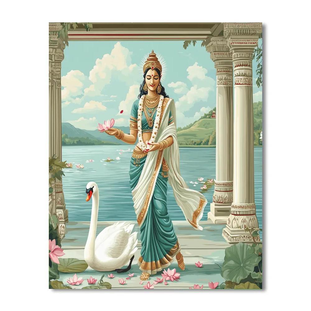 Lake Pavilion Parvati Swan Companion Number painting