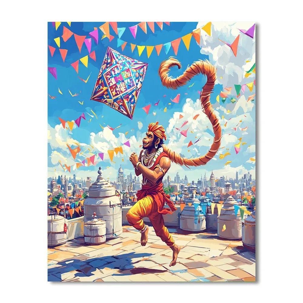 Hanuman Kite Festival Spiral Tail paint by number