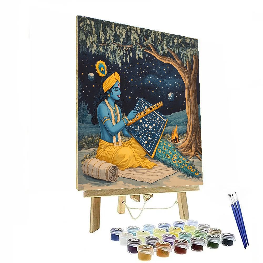 Krishna And The Star Map Flute Case paint by numbers
