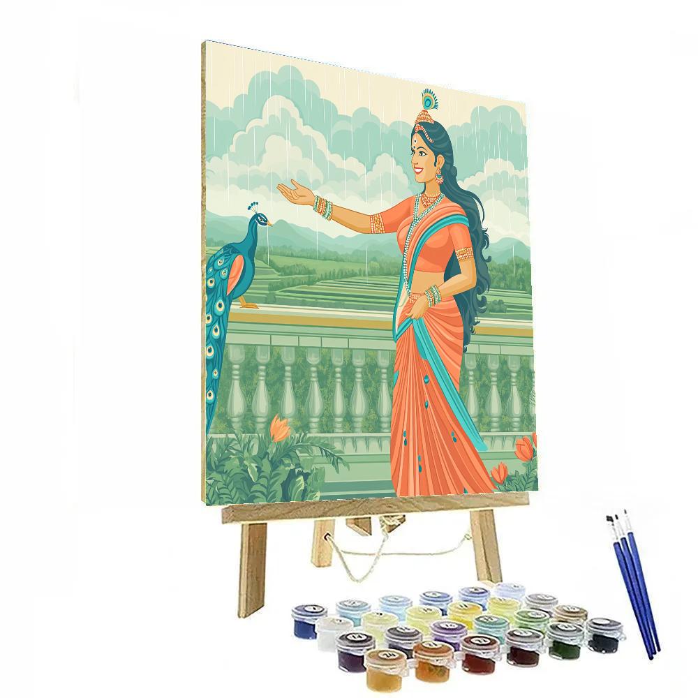 Parvati Balcony Rain Blessing painting number kit