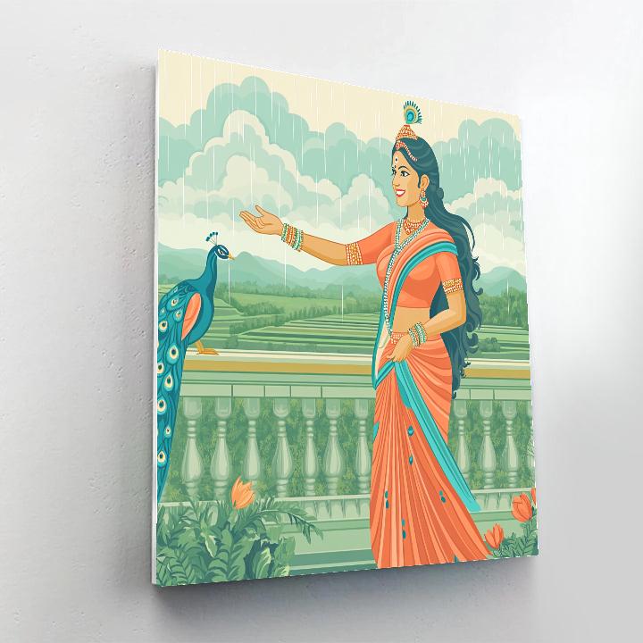 Parvati Balcony Rain Blessing painting number kit