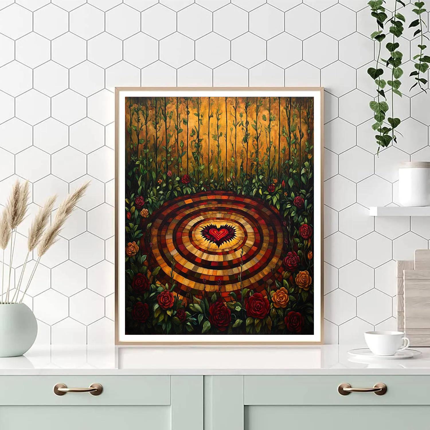 Frida Kahlo Inspired Volcanic Heartbeat Garden paint by numbers