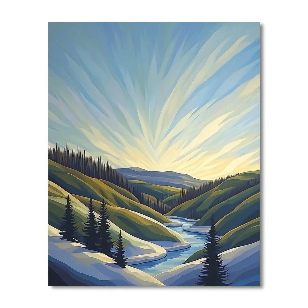 Franklin Carmichael Inspired Zodiacal Light On Spring Thaw Hills Painting by numbers kit