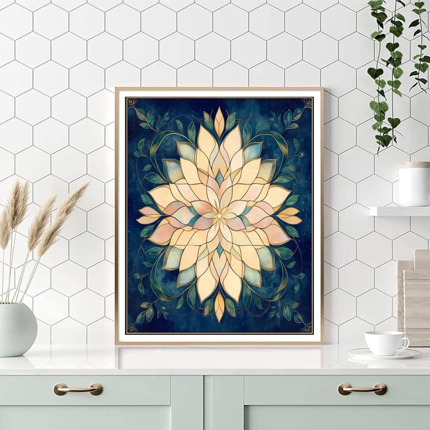 Alphonse Mucha Inspired Celestial Bloom Mandala Numbered painting kits