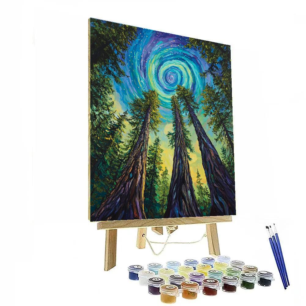Emily Carr Inspired Aurora Over Cathedral Cedars Paint by numbers art