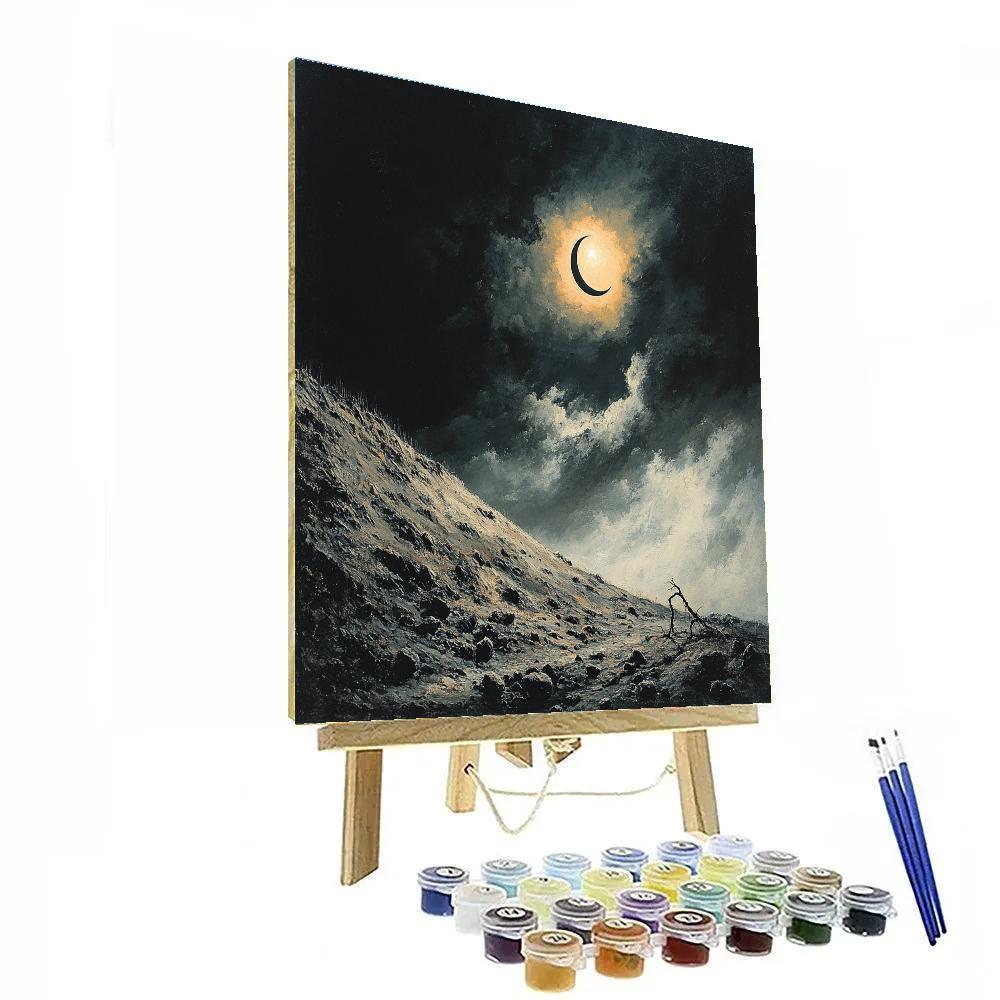 Francisco Goya Inspired Eclipse Over Barren Ridge Number painting
