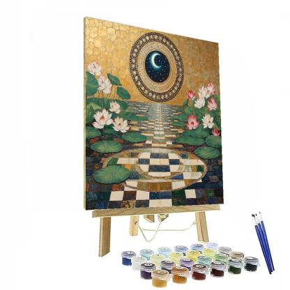 Gustav Klimt Inspired Gilded Lotus Eclipse Garden Paint by numbers kits