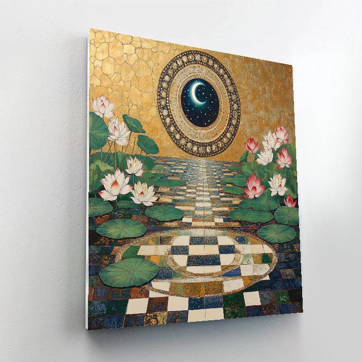 Gustav Klimt Inspired Gilded Lotus Eclipse Garden Paint by numbers kits