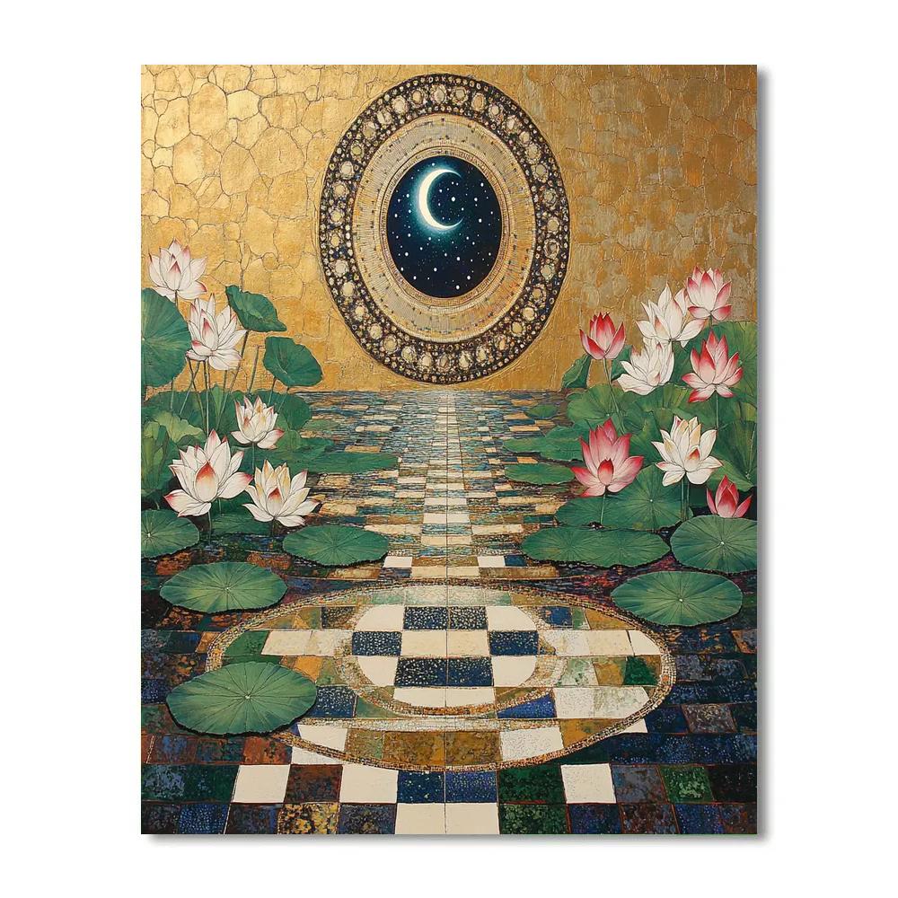 Gustav Klimt Inspired Gilded Lotus Eclipse Garden Paint by numbers kits