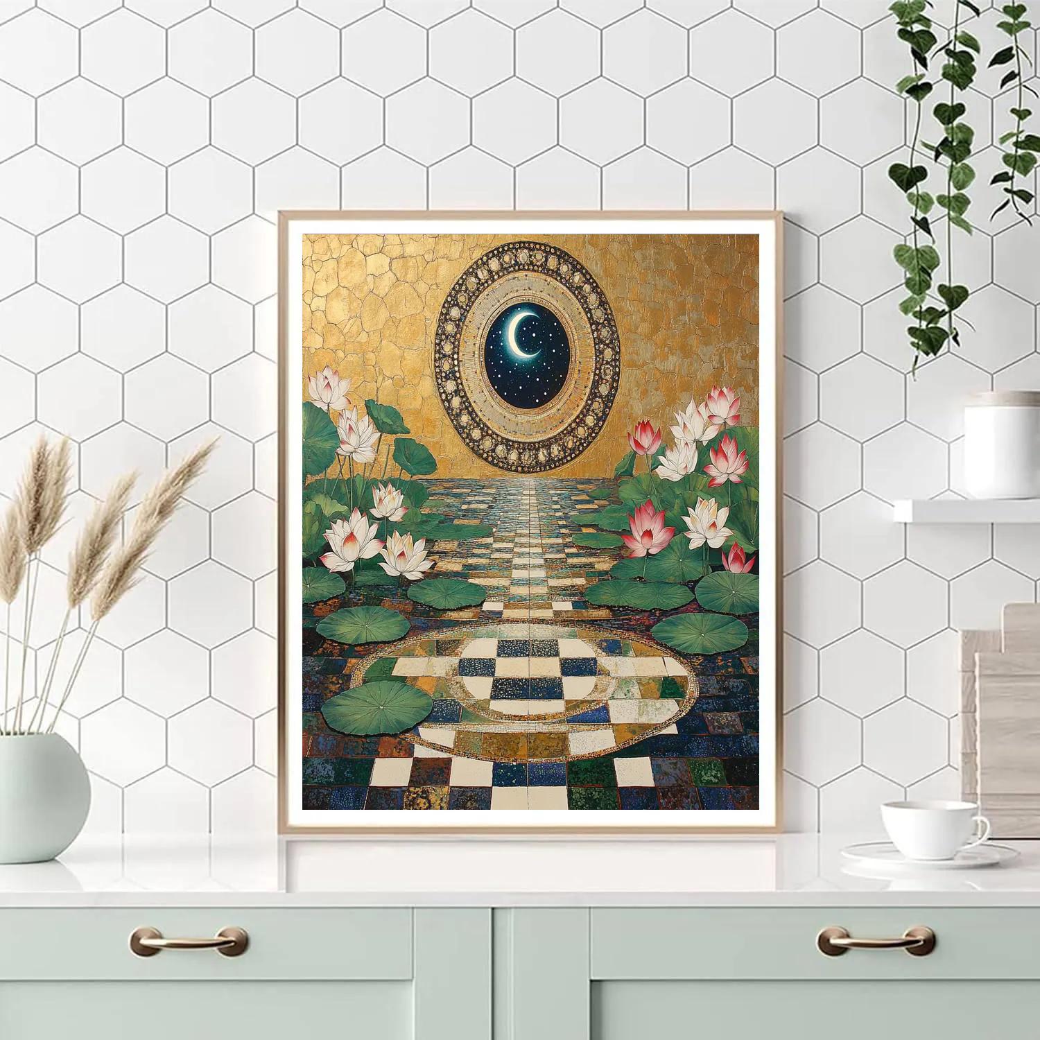 Gustav Klimt Inspired Gilded Lotus Eclipse Garden Paint by numbers kits