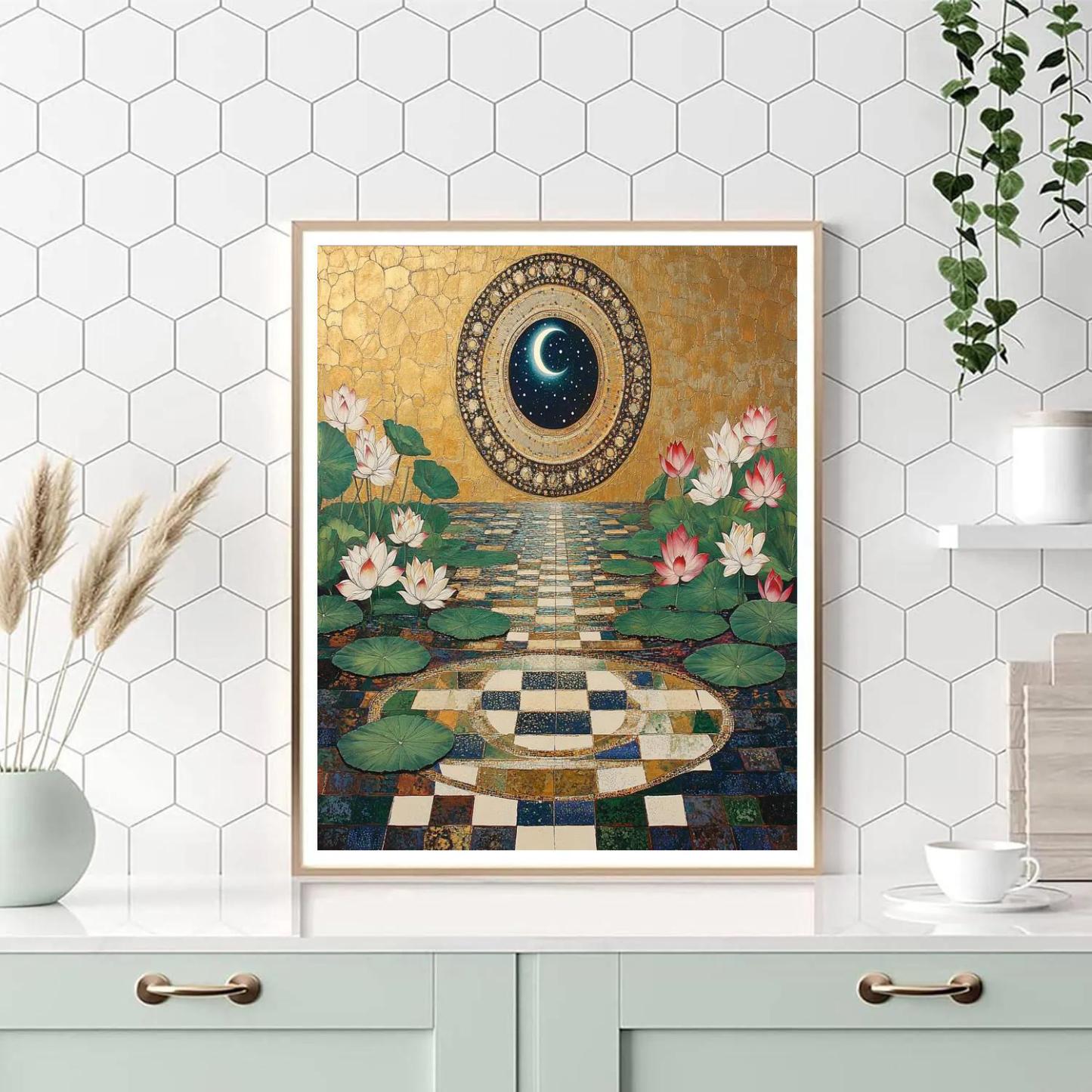 Gustav Klimt Inspired Gilded Lotus Eclipse Garden Paint by numbers kits