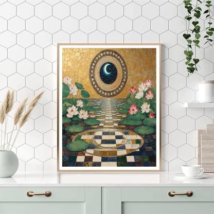 Gustav Klimt Inspired Gilded Lotus Eclipse Garden Paint by numbers kits