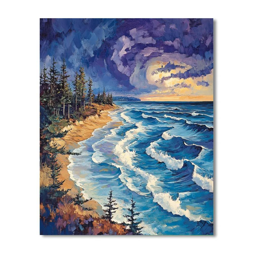 Emily Carr Inspired Stormlight On Driftwood Shore Numbered painting kits
