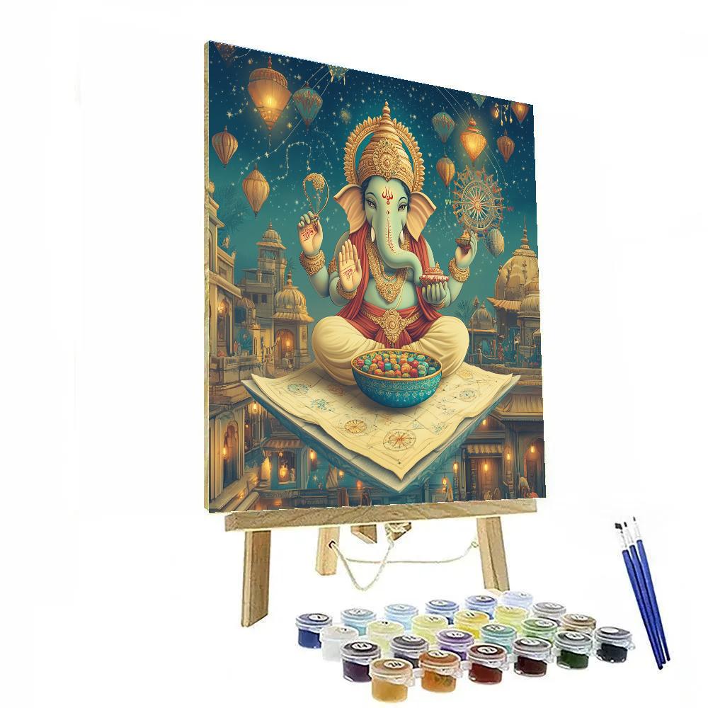 Sky Lantern Cartographer Ganesha Number painting