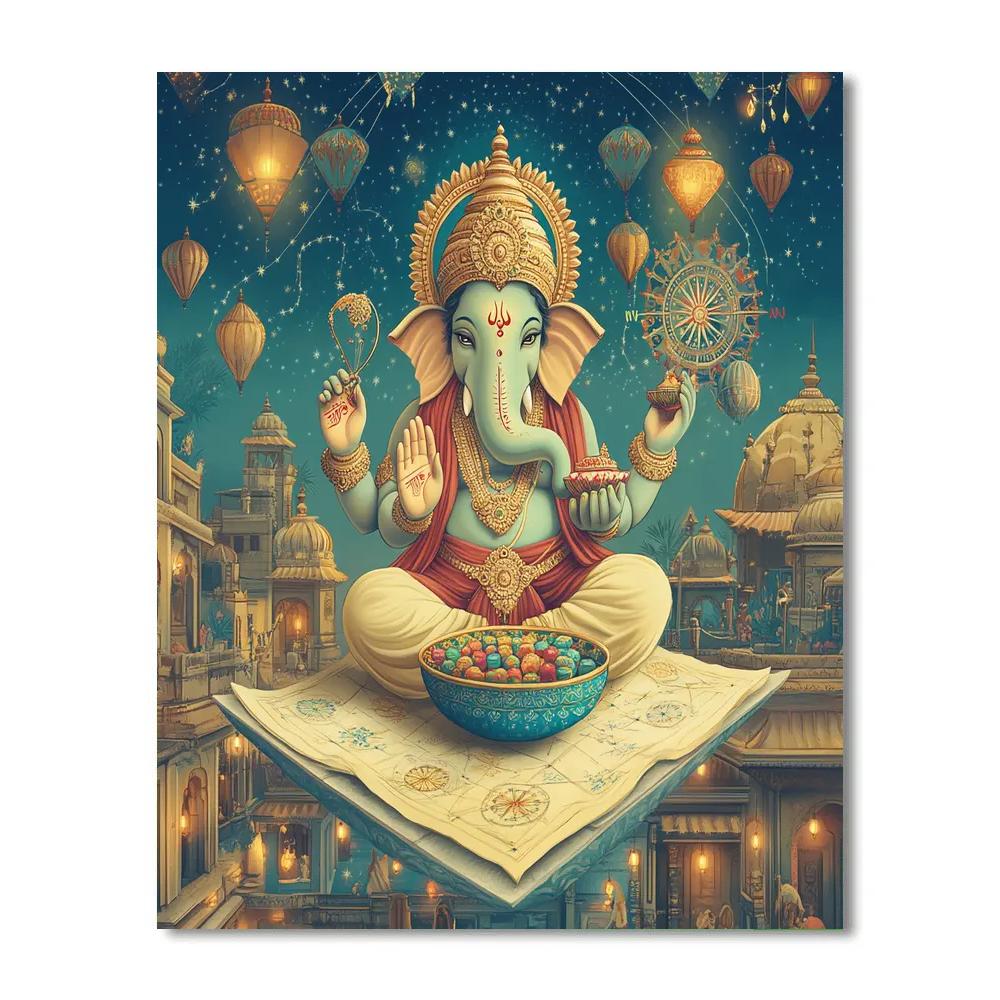 Sky Lantern Cartographer Ganesha Number painting
