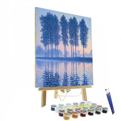 Claude Monet Inspired Frosted Poplar Riverbank In Pearl Dawn painting number kit