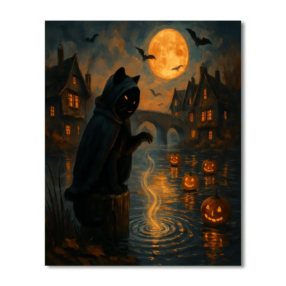 Lanterns Along The Witchwater Canal Number painting