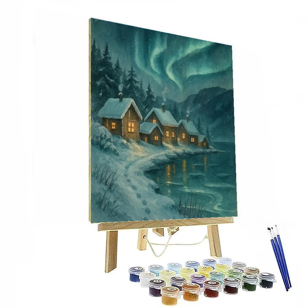Aurora Over The Quiet Fjord Hamlet DIY paint by numbers