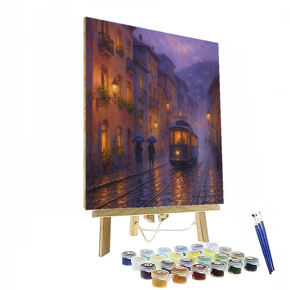 Lavender Dusk Tram Through The Hillside Quarter paint by color