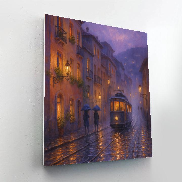 Lavender Dusk Tram Through The Hillside Quarter paint by color