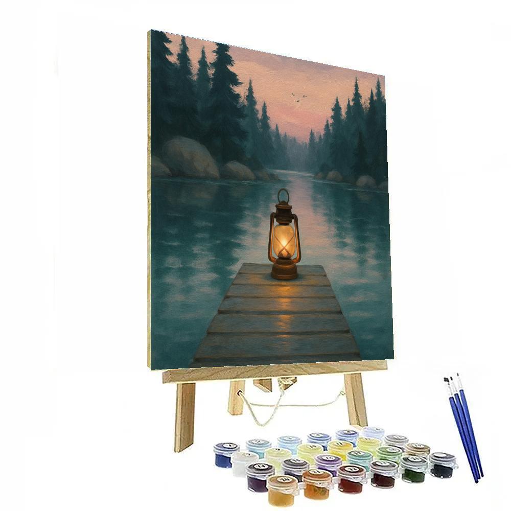 Lantern Glow At Mossy Dock paint by color