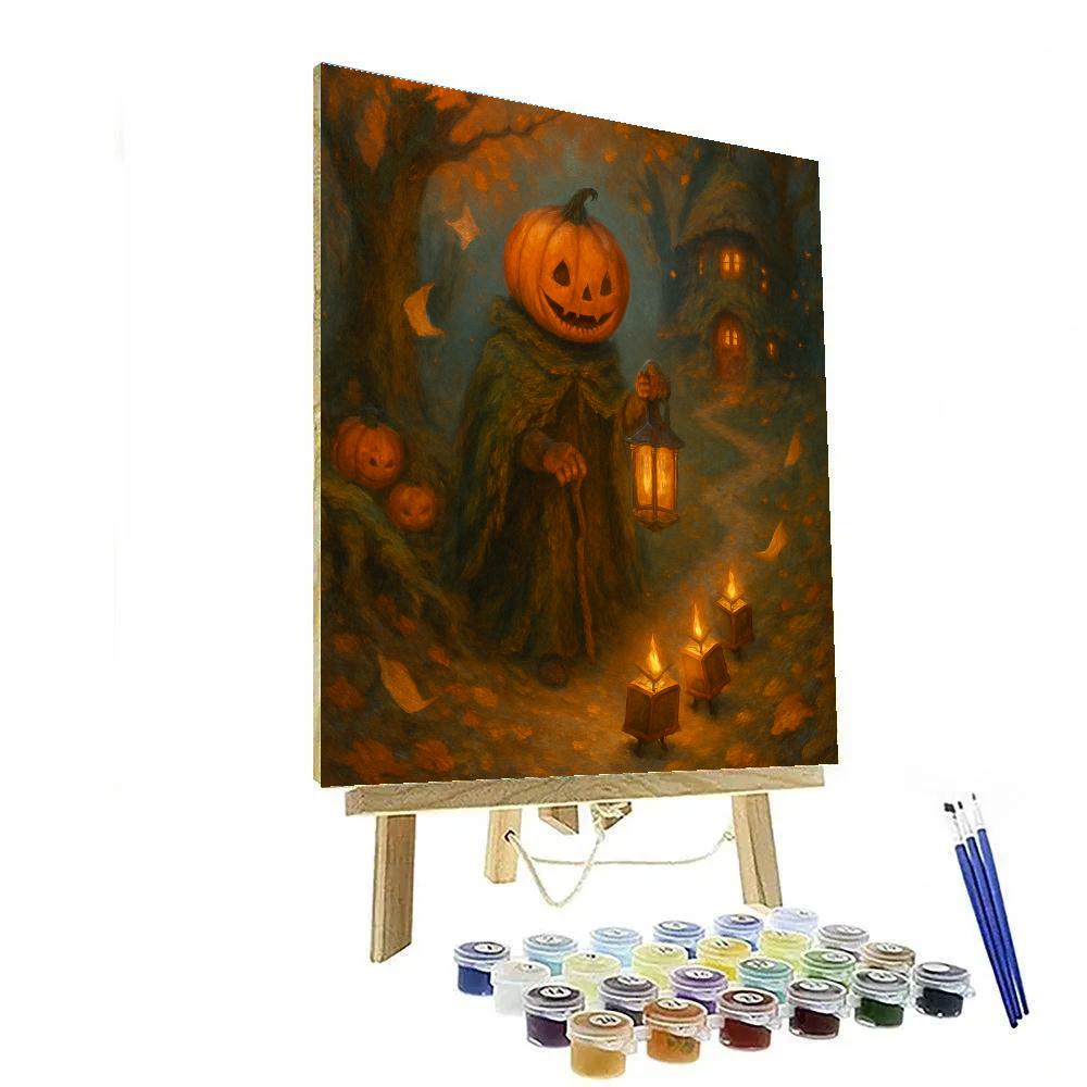 Lantern Parade Of The Pumpkin Librarian Paint by numbers art