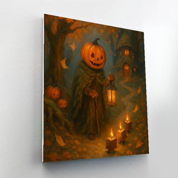 Lantern Parade Of The Pumpkin Librarian Paint by numbers art