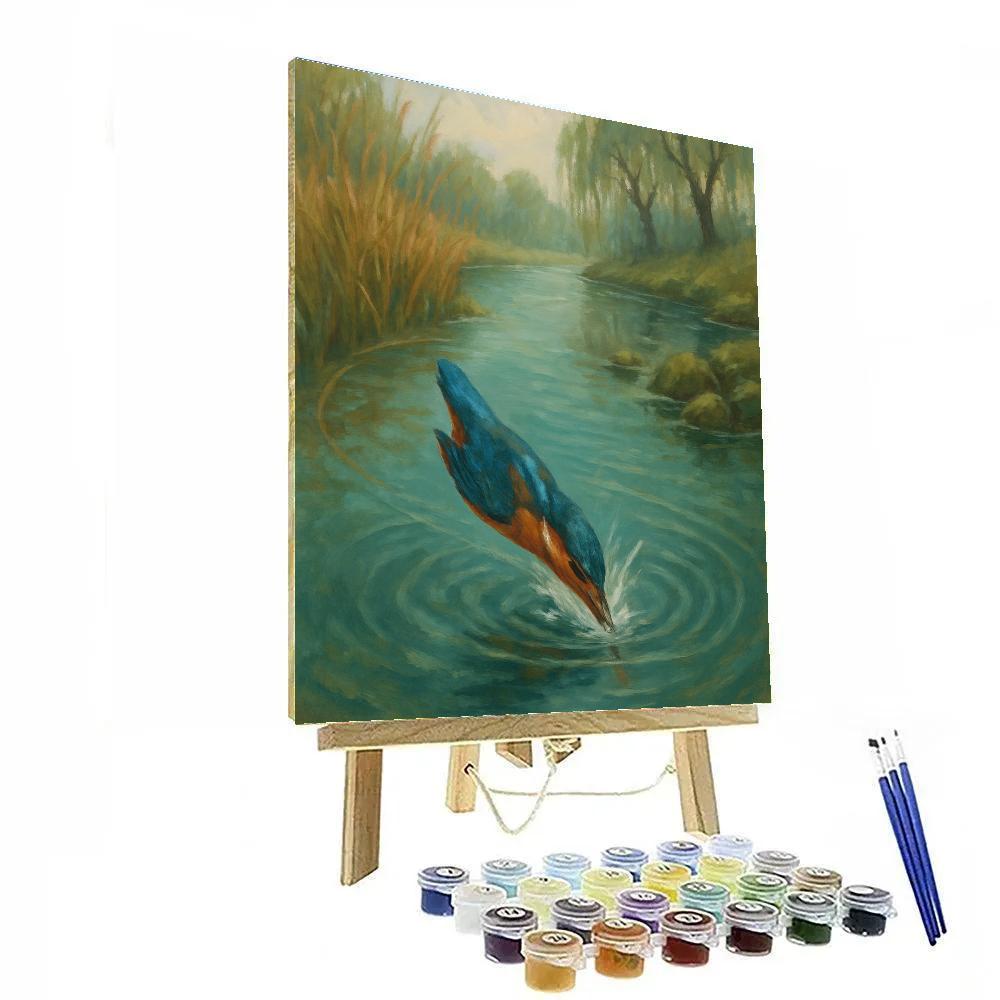 Kingfisher Splash At The Quiet Reed Bend painting number kit