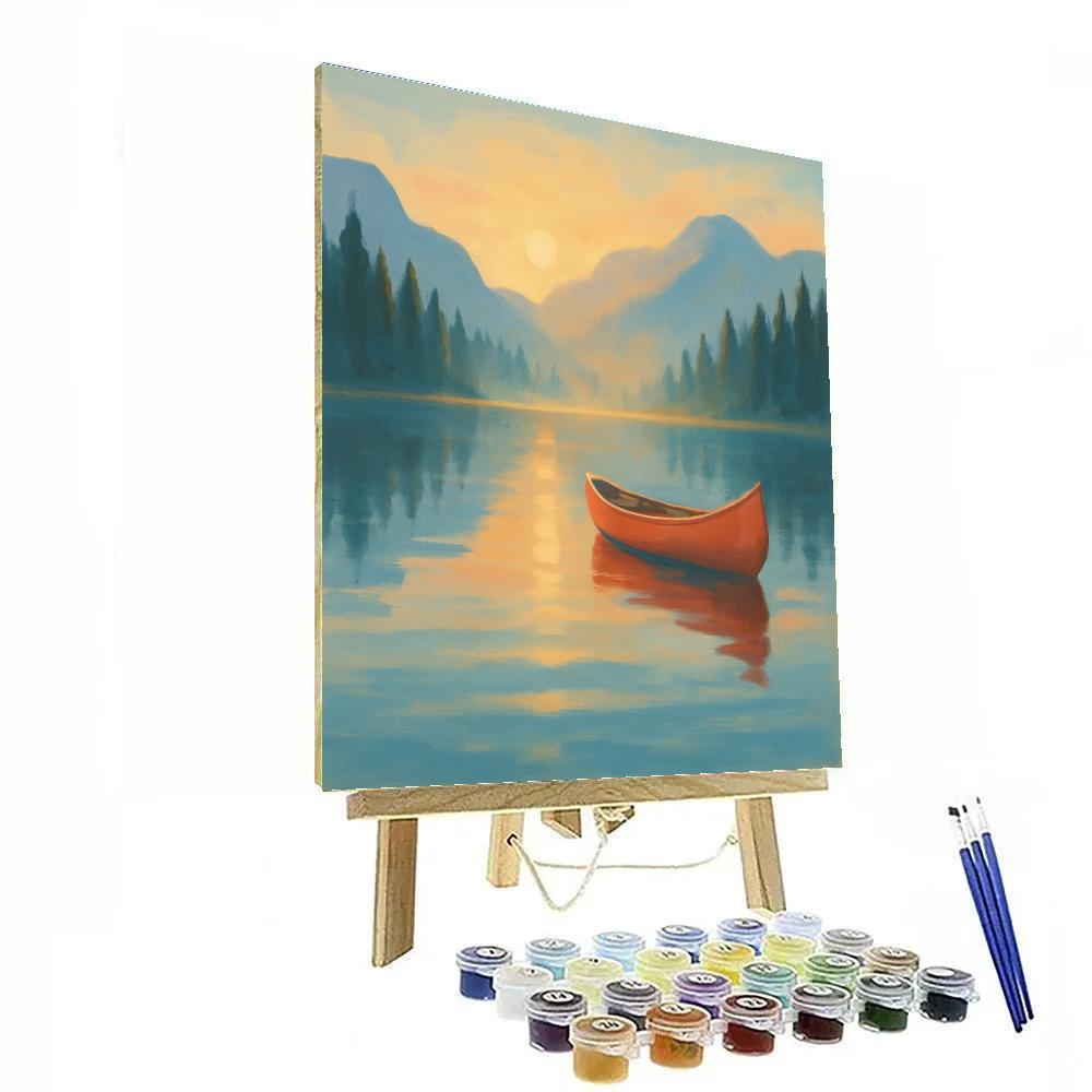 Sunrise Canoe In Glassy Pines paint by numbers