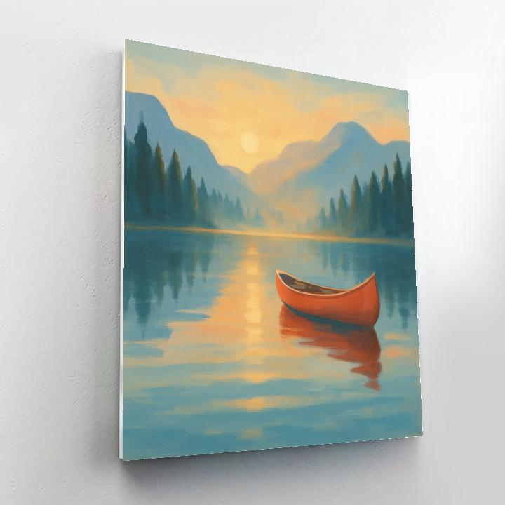 Sunrise Canoe In Glassy Pines paint by numbers