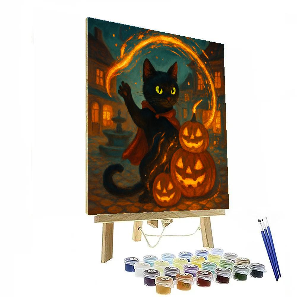 The Black Cat Conductor Of Candlelight Paint by numbers art