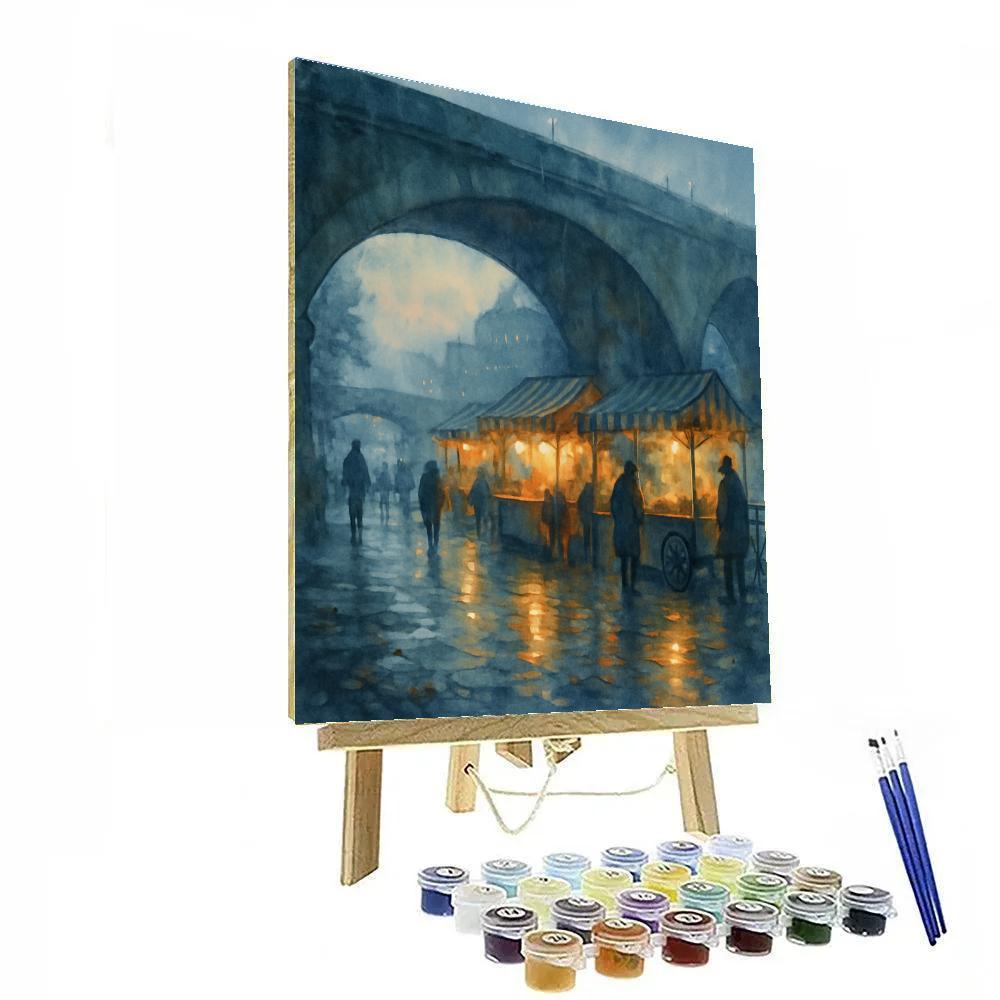 Rainy Neon Free Evening Under The Bridge Market Paint by numbers art