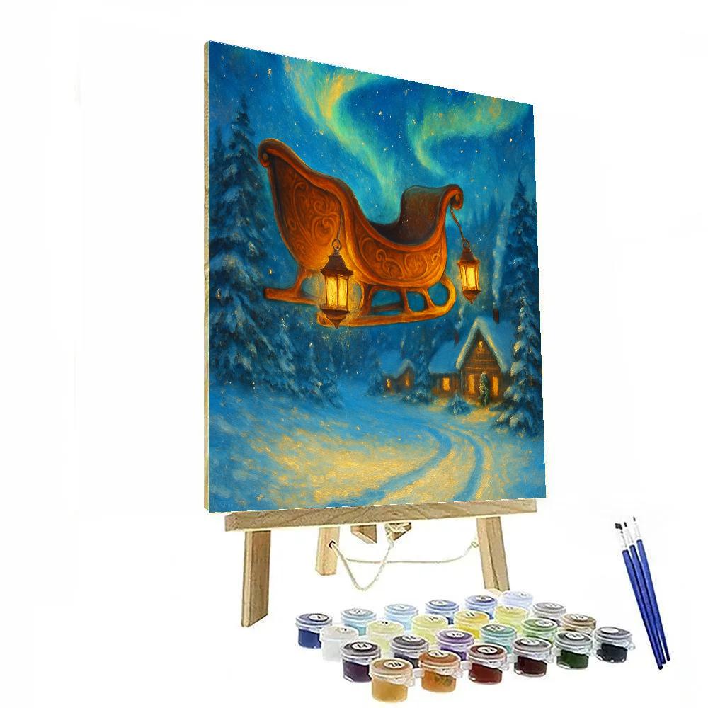 Aurora Lantern Sleigh Over Pine Valley paint by numbers